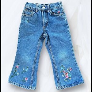Vintage Flapdoodles Floral Embroidered Flared Jeans